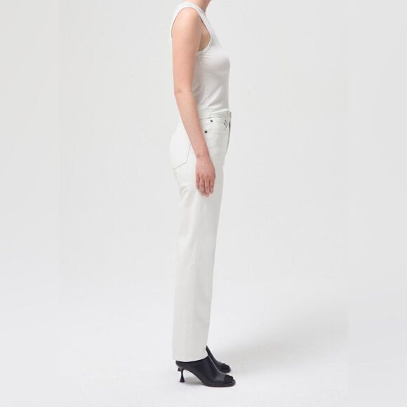 NWT Agolde Recycled Leather 90's White Pants Pinch Waist Straight Leg Size 10 - Picture 5 of 14